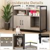imageGiantex Cat Litter Box Enclosure  Cat Washroom Hidden Furniture with Front Entry Scratcher 2Door Storage Cabinet 2 Compartments Air Vents Metal Frame Wooden Pet Crate House Rustic BrownOak Gray