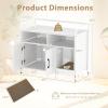 imageGiantex Cat Litter Box Enclosure  Cat Washroom Hidden Furniture with Front Entry Scratcher 2Door Storage Cabinet 2 Compartments Air Vents Metal Frame Wooden Pet Crate House Rustic BrownWhite