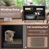 imageGiantex Cat Litter Box Enclosure  Wooden Washroom with Storage Scratcher Winding Entry Metal Legs Large Pet Crate Cat House Hidden Furniture Black ampamp Rustic BrownBlack  Rustic Brown