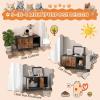imageGiantex Cat Litter Box Enclosure Hidden Cat Washroom Furniture 2Door Cabinet Front Entry 3 Vent Holes Cat Scratching Pad Wooden Pet House Crate End Table for Living Room Black ampamp Rustic BrownBlack  Rustic Brown