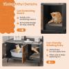 imageGiantex Cat Litter Box Enclosure Hidden Cat Washroom Furniture 2Door Cabinet Front Entry 3 Vent Holes Cat Scratching Pad Wooden Pet House Crate End Table for Living Room Black ampamp Rustic BrownBlack  Rustic Brown