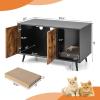 imageGiantex Cat Litter Box Enclosure Hidden Cat Washroom Furniture 2Door Cabinet Front Entry 3 Vent Holes Cat Scratching Pad Wooden Pet House Crate End Table for Living Room Black ampamp Rustic BrownBlack  Rustic Brown