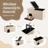 imageGiantex Cat Litter Box Enclosure Hidden Furniture Ottoman with Flip Top Lid Litter Mat Waterproof Inside Odor Control Filter Dog Proof Cat Washroom Shoe Bench Foot Rest BeigeBeige