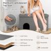imageGiantex Cat Litter Box Enclosure Hidden Furniture Ottoman with Flip Top Lid Litter Mat Waterproof Inside Odor Control Filter Dog Proof Cat Washroom Shoe Bench Foot Rest BeigeGray