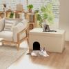 imageGiantex Cat Litter Box Enclosure Hidden Furniture Ottoman with Flip Top Lid Litter Mat Waterproof Inside Odor Control Filter Dog Proof Cat Washroom Shoe Bench Foot Rest BeigeBeige
