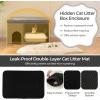 imageGiantex Cat Litter Box Enclosure Hidden Furniture Ottoman with Flip Top Lid Litter Mat Waterproof Inside Odor Control Filter Dog Proof Cat Washroom Shoe Bench Foot Rest BeigeGray