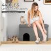 imageGiantex Cat Litter Box Enclosure Hidden Furniture Ottoman with Flip Top Lid Litter Mat Waterproof Inside Odor Control Filter Dog Proof Cat Washroom Shoe Bench Foot Rest BeigeGray