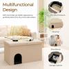imageGiantex Cat Litter Box Enclosure Hidden Furniture Ottoman with Flip Top Lid Litter Mat Waterproof Inside Odor Control Filter Dog Proof Cat Washroom Shoe Bench Foot Rest BeigeBeige