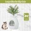 imageGiantex Cat Litter Box Plant  Hidden Litter Box Furniture with Electronic Odor Removal System Detachable Door Curtain Scoop Cat Litter Box Enclosure Planter Home Decor Easy to Clean WhiteWhite