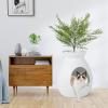 imageGiantex Cat Litter Box Plant  Hidden Litter Box Furniture with Electronic Odor Removal System Detachable Door Curtain Scoop Cat Litter Box Enclosure Planter Home Decor Easy to Clean WhiteWhite