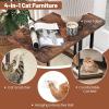 imageGiantex Cat Scratcher Side Table CShaped End Table with Cat Scratching Board Washable Cushion Jingling Ball Metal Frame Couch Table Cat Tree Tower for Living Room Bedroom Rustic Brown