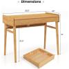 imageGiantex Computer Desk 395quot Bamboo Home Office Desk with 2 Storage Drawers and Open Shelf Makeup Table Vanity Desk Modern Writing Desk Computer Workstation for Bedroom Study NaturalNatural