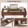 imageGiantex Computer Desk 395quot Bamboo Home Office Desk with 2 Storage Drawers and Open Shelf Makeup Table Vanity Desk Modern Writing Desk Computer Workstation for Bedroom Study NaturalWalnut