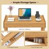 imageGiantex Computer Desk 395quot Bamboo Home Office Desk with 2 Storage Drawers and Open Shelf Makeup Table Vanity Desk Modern Writing Desk Computer Workstation for Bedroom Study NaturalNatural