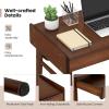 imageGiantex Computer Desk 395quot Bamboo Home Office Desk with 2 Storage Drawers and Open Shelf Makeup Table Vanity Desk Modern Writing Desk Computer Workstation for Bedroom Study NaturalWalnut