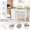 imageGiantex Computer Desk with 2 Drawers Modern PC Desk with Storage Study Writing Table w 2in1 Keyboard Tray Wooden Laptop Workstation for Home Office Bedroom Living Room White