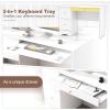 imageGiantex Computer Desk with 2 Drawers Modern PC Desk with Storage Study Writing Table w 2in1 Keyboard Tray Wooden Laptop Workstation for Home Office Bedroom Living Room White