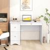 imageGiantex Computer Desk with 2 Drawers Modern PC Desk with Storage Study Writing Table w 2in1 Keyboard Tray Wooden Laptop Workstation for Home Office Bedroom Living Room White