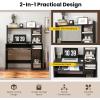 imageGiantex Computer Desk with Hutch 435 Inch Home Office Desk with Keyboard Tray ampamp Charging Station Laptop PC Table for Workstation Modern Study Writing Desk for Small Space Bedroom BlackBlack