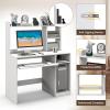 imageGiantex Computer Desk with Hutch 435 Inch Home Office Desk with Keyboard Tray ampamp Charging Station Laptop PC Table for Workstation Modern Study Writing Desk for Small Space Bedroom BlackWhite