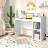 imageGiantex Computer Desk with Storage Modern PC Laptop Table with Printer Shelf Drawer CPU Stand ampamp Cable Hole Compact Study Writing Desk Workstation for Small Spaces Home Office White
