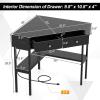 imageGiantex Corner Desk with Charging Station 90 Degree Triangle Computer Desk with 2 Drawers ampamp Storage Shelf LShaped Writing Desk Makeup Vanity Table Compact Corner Desk for Small Spaces GoldBlack