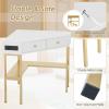 imageGiantex Corner Desk with Charging Station 90 Degree Triangle Computer Desk with 2 Drawers ampamp Storage Shelf LShaped Writing Desk Makeup Vanity Table Compact Corner Desk for Small Spaces GoldGold