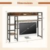 imageGiantex Desktop Bookshelf 37quot Desk Shelf for Up to 32quot Computer Monitor 4 Tier Desktop Display Shelves wGrid Panel 6 Movable Hooks Antitip Device Desk Hutch for Home Office Dorm Rustic Brown