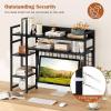 imageGiantex Desktop Bookshelf 37quot Desk Shelf for Up to 32quot Computer Monitors 4 Tier Desktop Display Shelves with Grid Panel 6 Movable Hooks Antitip Device Desk Hutch for Home Office Dorm Black