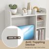 imageGiantex Desktop Bookshelf Countertop Storage Hutch with 4 Shelves for Computer Desk Dressing Tabletop Display Rack Multipurpose Desk Hutch Storage Organizer for Home Office Dorm Grey OakWhite