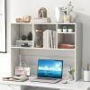 imageGiantex Desktop Bookshelf Countertop Storage Hutch with 4 Shelves for Computer Desk Dressing Tabletop Display Rack Multipurpose Desk Hutch Storage Organizer for Home Office Dorm Grey OakWhite