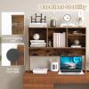 imageGiantex Desktop Bookshelf Countertop Storage Hutch with 4 Shelves for Computer Desk Dressing Tabletop Display Rack Multipurpose Desk Hutch Storage Organizer for Home Office Dorm Grey OakRustic Brown