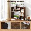 imageGiantex Desktop Bookshelf Countertop Storage Hutch with 4 Shelves for Computer Desk Dressing Tabletop Display Rack Multipurpose Desk Hutch Storage Organizer for Home Office Dorm Grey OakRustic Brown