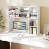 imageGiantex Desktop Bookshelf Countertop Storage Hutch with 4 Shelves for Computer Desk Dressing Tabletop Display Rack Multipurpose Desk Hutch Storage Organizer for Home Office Dorm Grey OakWhite