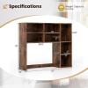 imageGiantex Desktop Bookshelf Countertop Storage Hutch with 4 Shelves for Computer Desk Dressing Tabletop Display Rack Multipurpose Desk Hutch Storage Organizer for Home Office Dorm Grey OakRustic Brown