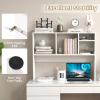 imageGiantex Desktop Bookshelf Wood Desk Hutch Organizer for 27 Inch Computer Monitor Countertop Storage Display Rack with 5 Shelves Multipurpose Desktop Shelf Bookcase for Dorm Office Home WhiteWhite