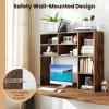 imageGiantex Desktop Bookshelf Wood Desk Hutch Organizer for 27 Inch Computer Monitor Countertop Storage Display Rack with 5 Shelves Multipurpose Desktop Shelf Bookcase for Dorm Office Home WhiteRustic Brown