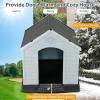 imageGiantex Dog House for Medium Dogs Waterproof Plastic Dog Houses with Air Vents and Elevated Floor Easy to Assemble Outdoor Cat House Feeding Station Indoor Patio Backyard Dog Kennel HouseGray