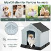 imageGiantex Dog House for Medium Dogs Waterproof Plastic Dog Houses with Air Vents and Elevated Floor Easy to Assemble Outdoor Cat House Feeding Station Indoor Patio Backyard Dog Kennel HouseGray