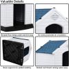 imageGiantex Dog House for Medium Dogs Waterproof Plastic Dog Houses with Air Vents and Elevated Floor Easy to Assemble Outdoor Cat House Feeding Station Indoor Patio Backyard Dog Kennel HouseBlue  White