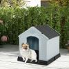 imageGiantex Dog House for Medium Dogs Waterproof Plastic Dog Houses with Air Vents and Elevated Floor Easy to Assemble Outdoor Cat House Feeding Station Indoor Patio Backyard Dog Kennel HouseGray