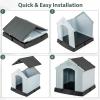 imageGiantex Dog House for Medium Dogs Waterproof Plastic Dog Houses with Air Vents and Elevated Floor Easy to Assemble Outdoor Cat House Feeding Station Indoor Patio Backyard Dog Kennel HouseGray