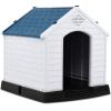 imageGiantex Dog House for Medium Dogs Waterproof Plastic Dog Houses with Air Vents and Elevated Floor Easy to Assemble Outdoor Cat House Feeding Station Indoor Patio Backyard Dog Kennel HouseBlue  White