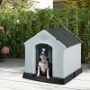 imageGiantex Dog House for Medium Dogs Waterproof Plastic Dog Houses with Air Vents and Elevated Floor Easy to Assemble Outdoor Cat House Feeding Station Indoor Patio Backyard Dog Kennel HouseGray