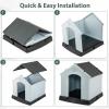 imageGiantex Dog House for Medium Dogs Waterproof Plastic Dog Houses with Air Vents and Elevated Floor Easy to Assemble Outdoor Cat House Feeding Station Indoor Patio Backyard Dog Kennel HouseGray