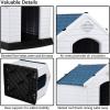 imageGiantex Dog House for Medium Dogs Waterproof Plastic Dog Houses with Air Vents and Elevated Floor Easy to Assemble Outdoor Cat House Feeding Station Indoor Patio Backyard Dog Kennel HouseBlue  White