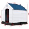 imageGiantex Dog House for Medium Dogs Waterproof Plastic Dog Houses with Air Vents and Elevated Floor Easy to Assemble Outdoor Cat House Feeding Station Indoor Patio Backyard Dog Kennel HouseBlue  White