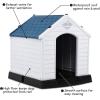 imageGiantex Dog House for Medium Dogs Waterproof Plastic Dog Houses with Air Vents and Elevated Floor Easy to Assemble Outdoor Cat House Feeding Station Indoor Patio Backyard Dog Kennel HouseBlue  White