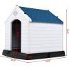 imageGiantex Dog House for Medium Dogs Waterproof Plastic Dog Houses with Air Vents and Elevated Floor Easy to Assemble Outdoor Cat House Feeding Station Indoor Patio Backyard Dog Kennel HouseBlue  White
