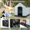 imageGiantex Dog House for Medium Dogs Waterproof Plastic Dog Houses with Air Vents and Elevated Floor Easy to Assemble Outdoor Cat House Feeding Station Indoor Patio Backyard Dog Kennel HouseGray